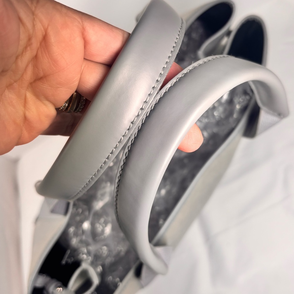 Balenciaga Cotton Canvas Silk Calfskin S Navy Cabas Grey with Pouch ✨ - Picture 7 of 15